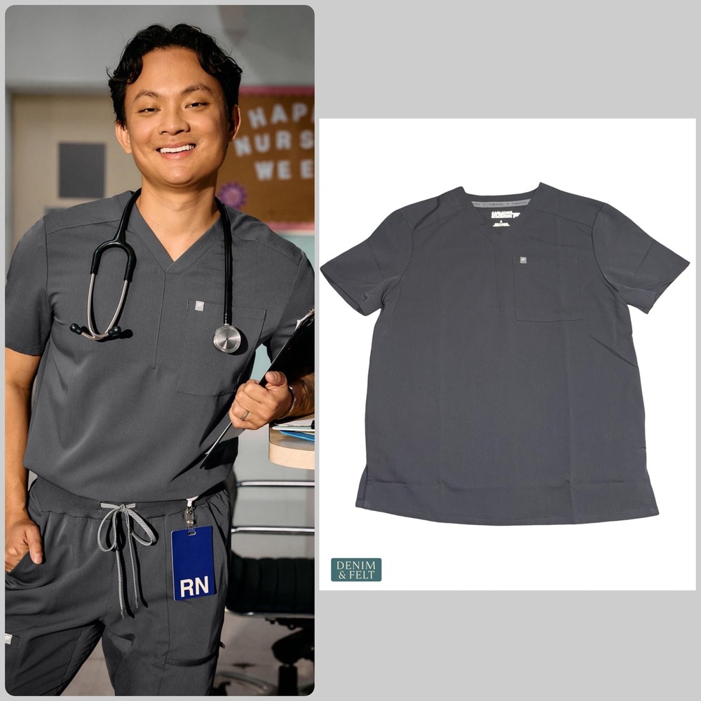 NEW Fabletics Helix 1-Pocket Scrub Top Onyx MotionTech‎ Stretch Small Nurse